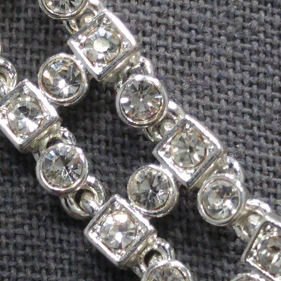 Art Deco Style Choker Necklace, Clear Rhinestones, 18 Inches, Hook Clasp - Picture 2 of 7